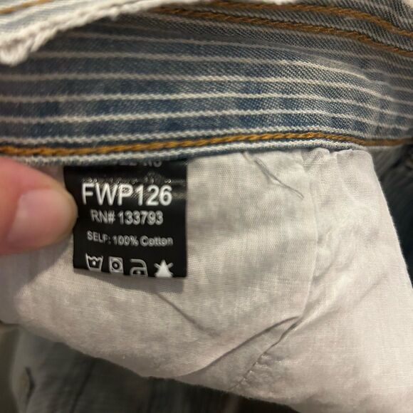 POL Women’s Pants Striped Extra Wide Leg Size Large Pinstripes Patches Blue - Picture 5 of 8